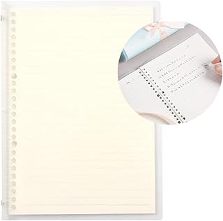 Caderno recarregável B5 transparente 26 anéis/orifícios fichário de folhas soltas flexível à prova d'água PP capa 30 folhas papel pautado pautado fichário recarregável para escritório em casa escola materiais para estudantes
