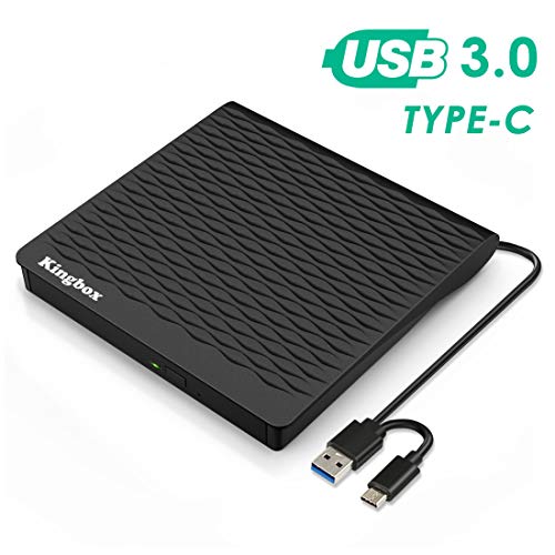 Crazy Clearance External DVD Drive,Kingbox USB 3.0/Type C Dual Port Portable Slim DVD Drive,DVD Player High Speed Data Transfer Perfect for Mac OS/ Win7/Win8/Win10/Vista PC Desktop Laptop