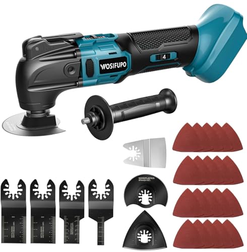 Outil Multifonction Oscillant Sans Fil pour Makita 18V Batterie, Multitool à 6 Vitesses Réglables, Scie Multifonction pour enlever, gratter, couper avec 30...