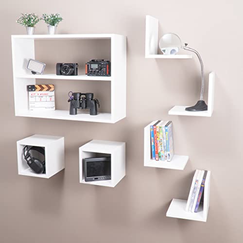 Nicho De Parede Kit 7 Peças em MDF Branco Quarto e Sala