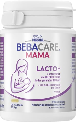 BEBACARE LACTO+ pflanzliches Nahrungsergänzungsmittel zur Unterstützung der Milchbildung, glutenfreie Bockshornklee-Kapseln für stillende Mütter, 1er Pack (1 x 28 Kapseln)