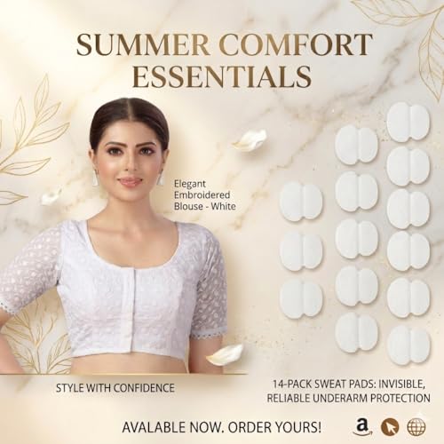 Image of Studio Shringaar Women's Cotton Half Sleeves Chikankari Saree Blouse