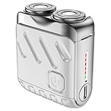 Portable Rotary Dual Ring Electric Shaver, Mini Electric Shaver for Men, Men's Rotary Shaver, USB Rechargeable One-Button Long Lasting (White)