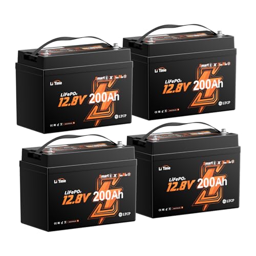 Image of Litime 12V 200Ah Bluetooth Trolling Motors LiFePO4 Battery (Group 31), 12 Volt Mini Lithium Batteries with Low Temp Protection, Up to 20000 Deep Cycles, 200A BMS for RV, Marine, Solar, Off-Grid 4Pack