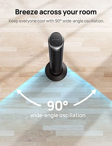 Dreo Tower Fan, Smart Fan For Bedroom With 90° Oscillating, Quiet Floor Fan With Remote, 4 Modes, 8H Timer, Wifi/Voice/Touch Control, Standing Cooling Fan For Home, Office,Works With Alexa/Google #TOP5