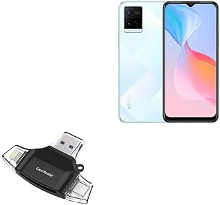 BoxWave Smart Gadget Compatible with vivo Y21s - AllReader SD Card Reader, microSD Card Reader SD Compact USB - Jet Black