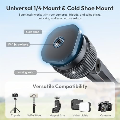 Image of Ulanzi MA07 Magnetic Phone Tripod Mount for Magsafe, Aluminum Camera Phone Mount with 1 /4 inch Screw, Cold Shoe Magnetic Tripod for Camera, Copatibale with iPhone 16 /15 /14 /13 /12 Series