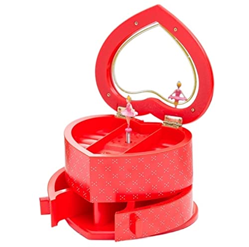 VCADEN Boîte Musicale Boîte À Musique Rouge Boîte À Bijoux d'amour Boîte À Bijoux Musicale Princesse en Forme De Coeur pour Les Filles Boîte à Musique Cadeau d'anniversaire