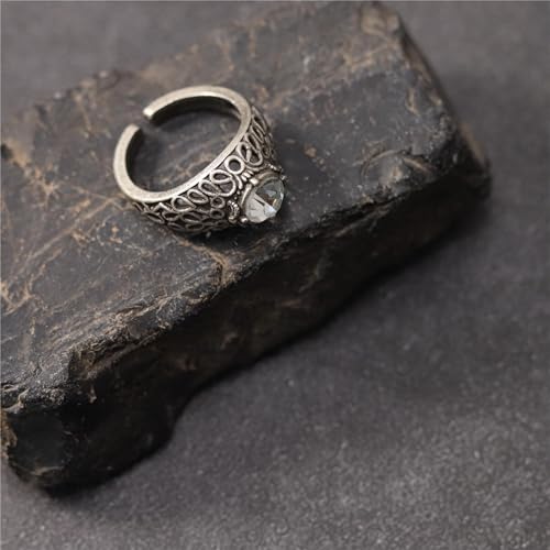 Image of MYAROMA FINDINGS Bloodline Annalise engagement ring, alloy antique silver inlaid with gemstones, Cosplay animation peripheral bracelet