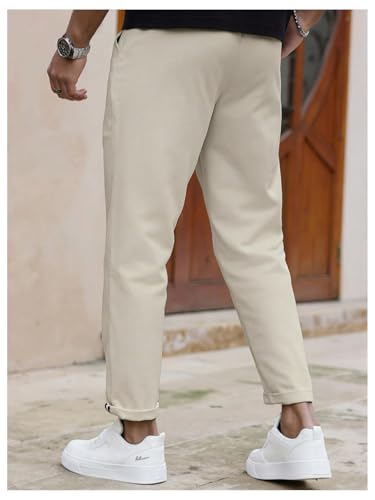 SOLY HUX Men's Casual Pants Drawstring Elastic Waist Work Trousers with Pockets2