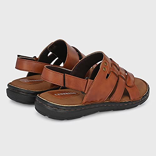 Image of Centrino Men's Sandals |Classical Thong Lightweight Quick-dry Flip Flops | Secure Hook & Loop Closure | Comfortable Close Strap | Heavy Density for Arch Support Comfort, Hand Stitched Chappal (3669)