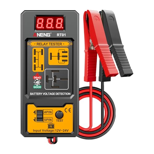 Catálogo para Comprar On-line pantalla digital más recomendados. 45 Probador de Relevos RT01 con Pantalla Digital para Baterías de 12V-24V, Cable de 42 cm, Pinzas Cocodrilo de 2.1 cm, Diseño de una Sola Pieza, Mango, Compatible con Relevos...