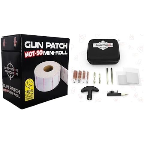 Marksman Precision Black 6 Inch Pistol Cleaning Kit and Gun Patch NOT-SO Mini-ROLL Bundle Cover