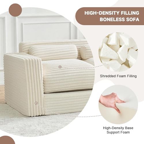 Paxato Bean Bag Chair Couch, Two Seat Giant Bean Bag Sofa for Adults, Boneless Loveseat Floor Sofa Couches for Living Room, Small Couch for Bedroom, Apartment, Office (Beige) - image 5