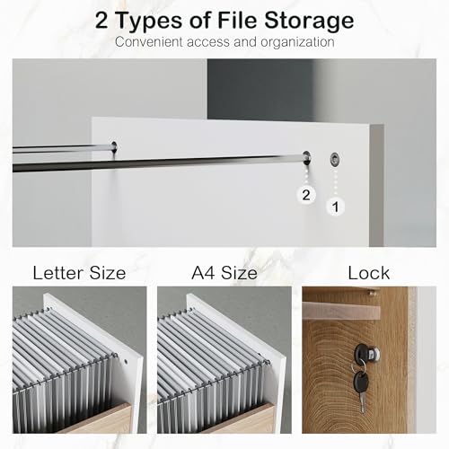 Image of ModernMate 63 inch Lateral File Cabinet with Lock, 2-Drawer Home Office Storage