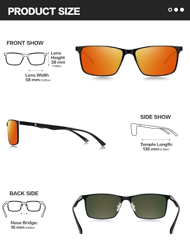 BIRCEN Mens Sunglasses Polarized UV Protection: Classic Shades for Men Driving Fishing with Al-Mg Metal Frame