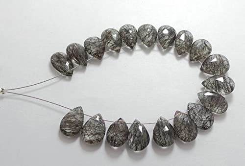 Quartz rutile noir en perles poires facettées pour éviter les pierres ternes