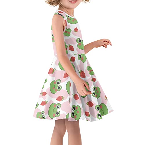 Girls Spring Crewneck Sleeveless Dress Fashion Elastic Swing Sundress 3-16 Years3