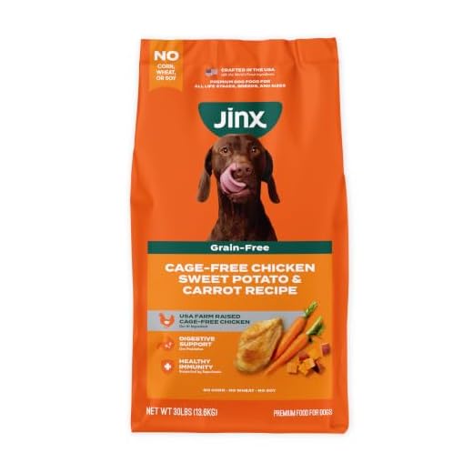Jinx Premium Grain-Free Dry Dog Food, for All Lifestages - Real Chicken, Sweet Potato & Carrot Kibble with Superfoods for Immune Support & Probiotics for Digestive Support - No Fillers -30lb
