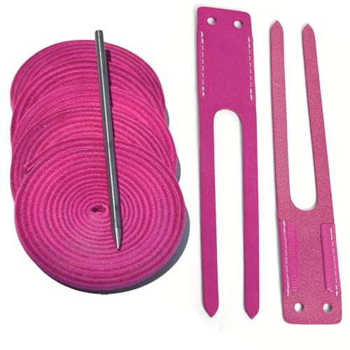 TOFL Baseball Glove Lace Kit | 6 Leather Glove Laces, a Lacing Needle, Set of Thumb & Pinky Straps | Heavy Duty Cowhide for Baseball & Softball Glove Relacing Kit | Pink