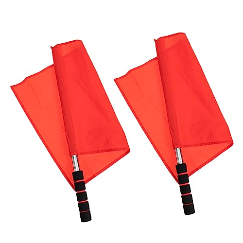 KOMBIUDA Signal Flags Traffic Safety Flags for Referees Red Stainless Steel Sturdy Handle for Coaching Events and Sports