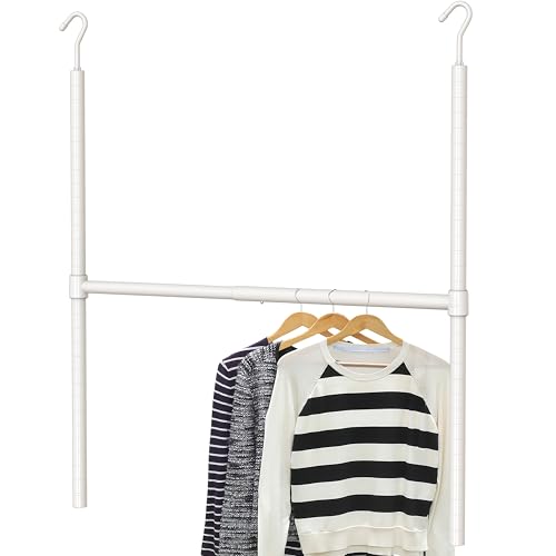 Image of Simple Houseware Adjustable Closet Hanging Rod, White