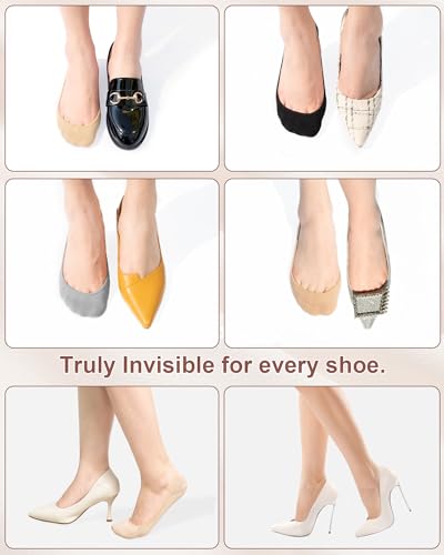 Image of SIXDAYSOX 4-6 Pairs No Show Socks Womens Ultra Low Cut Non-Slip Liner Socks for Flats Boat