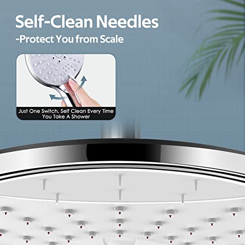 Shower Head Combo-Watersong Rainfall Showerhead Handheld Shower Spray With 3 Settings, Self Cleaning Nozzles Anti-Clog High Pressure, Adjustable Holder Full Brushed Nickel Stainless Steel Hose Silver #TOP1