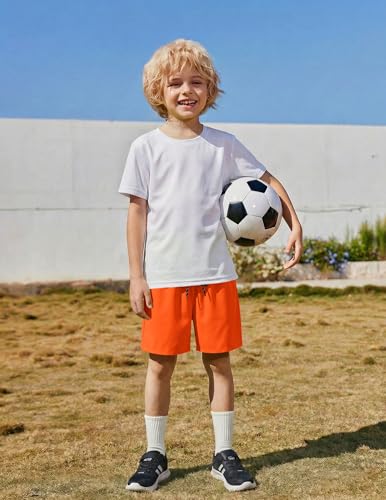Arshiner Badehose Jungen Kinder Schnelltrocknende Sport Badeshorts mit Innenhose für Schwimmen Wassersport Orange, 9-10 Jahre