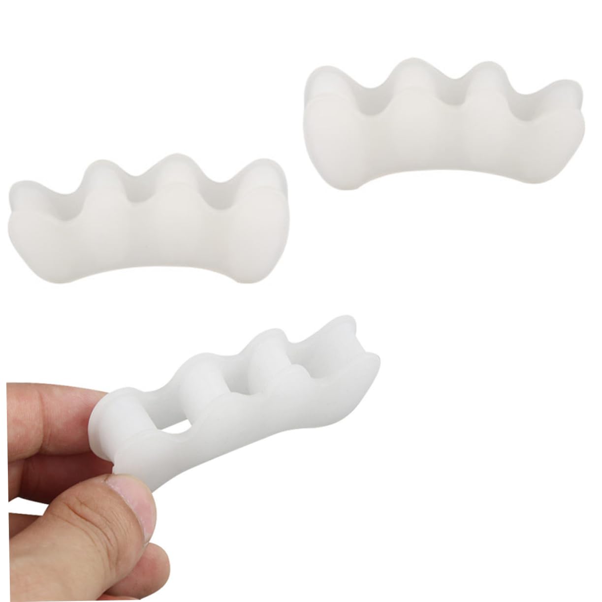 ORFOFE 1pair Toe Spacers for Bunion Relief Toe Separators for Hallux Comfortable Sebs Material White for Daily Use and Foot Care