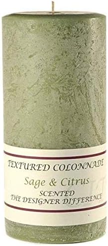 KYS Paquete de 2, velas de pilar texturizadas de 4 x 9 pulgadas, salvia y cítricos para bodas, decoración del hogar y eventos, relajación,