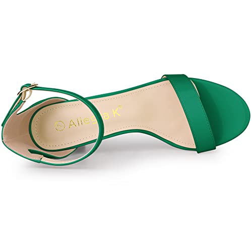 Allegra K Allegra K Women's Ankle Strap Heeled Open Toe Stiletto Green Heels Sandals 7.5 M US