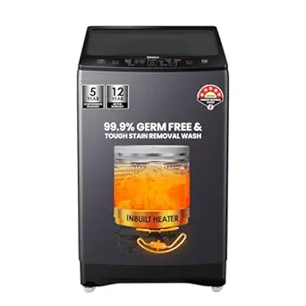 Haier 7.5 Kg 5 star Fully Automatic Top Loading Washing Machine HWM75-H826S6, Starry Silver, 2024, Butterfly Shape Heater, Oceanus Wave Drum,Near Zero Pressure, Toughened glass)