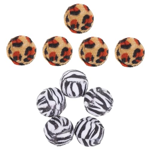 Toddmomy 10Pcs Leopard Print Cat Balls Kitten Interactive Plush Play Balls for Cats Safe Pet Exercise and Stress Relief with Bright Colors Random Color