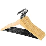 Perfecasa Premium Quality Wooden Clothes Hangers,Grade A Solid W/Special Noise Cancel Hook and Non S