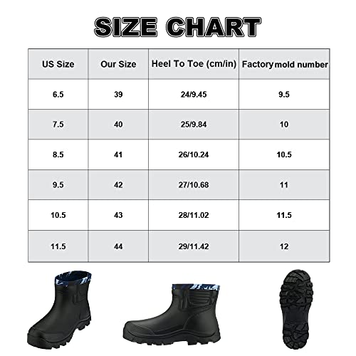 Gets Rain Boots For Mens Waterproof Light Rubber Ankle Boots For All Type Of Weather (Eu 43=Us 10.5) Black #TOP1