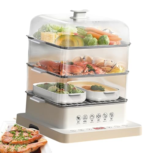forplubossmmp Vaporizador De Alimentos De 3 Capas/40 L Cocinas Múltiples Eléctricas De 800W | Utensilios De Cocina De Vapor Automáticos con Preservación del Calor | Calentador De Alimentos Calientes