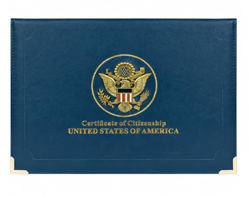 US Citizenship Certificate Holder | US Citizenship Gift Ideas | New US Citizen Gift | Naturalization Certificate Holder w/ 3D Metal Emblem by LIBERTY KEEPSAKES - Used condition - US$13.67