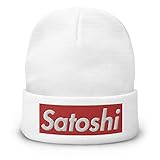 JG Infinite Satoshi Nakamoto Bitcoin Crypto Cryptocurrency Embroidered Beanie White
