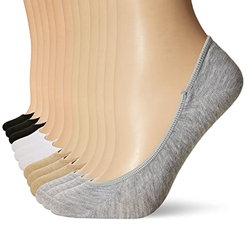 Peds Women s Lightweight Low Cut No Show Socks, Light Grey White Black Nude (12-Pairs), Shoe Size: 5-10