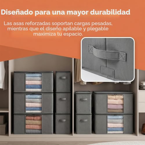 Miniatura 2 de 3 Bolsas De Almacenamiento De Ropa Plegables De Gran Capacidad Con Ventana Transparente, Organizador De Armario Con Asa Reforzada Para Suéteres, Mantas, Ropa De Cama, Armario De Tela No Tejida