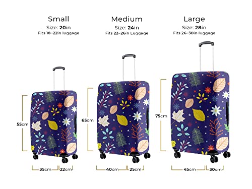 Image of Cortina Floral Design Eco-Friendly Luggage Protective Cover | Large | Fits 26-30 Inch Luggage | Polyester-Spandex | 72cm (28 inches) | Travel Suitcase Protectors | Anti Scratch | Pack of 1 | Blue 1