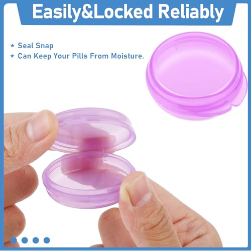 Image of 4 Pcs Mini Pill Organizer Small Pill Box Cute Portable Pill Case for Pocket Purse Travel Storage Containers Earplug Case Medicine Dispenser Vitamin Holder (4 Purple)