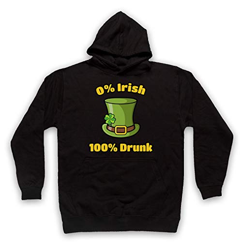 Sweat a capuche St Patrick 0% Irish 100% Drunk pour soiree de la Saint-Patrice