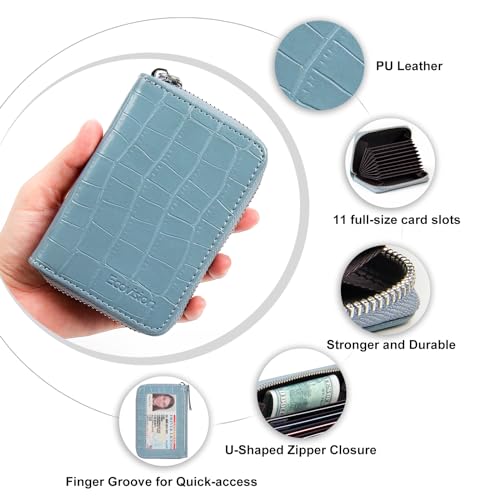 Image of Credit Card Wallet, RFID Card Case Wallet, Zipper Card Cases Holder for Men Women, RFID Blocking, KeyChain Wallet, Compact Size Card Organizer Case for Women