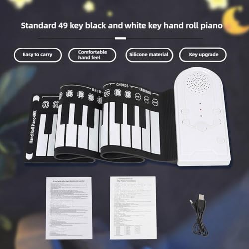 Clavier de piano enroulable à 49 touches, portable et rechargeable, clavier de piano électronique pliable, clavier en silicone souple, cadeau idéal pour les débutants - Les Beatles, Paul McCartney, John Lennon, RIngo Starr, George Harrison Clavier de piano enroulable à 49 touches, portable et rechargeable, clavier de piano électronique pliable, clavier en silicone souple, cadeau idéal pour les débutants – Image 4