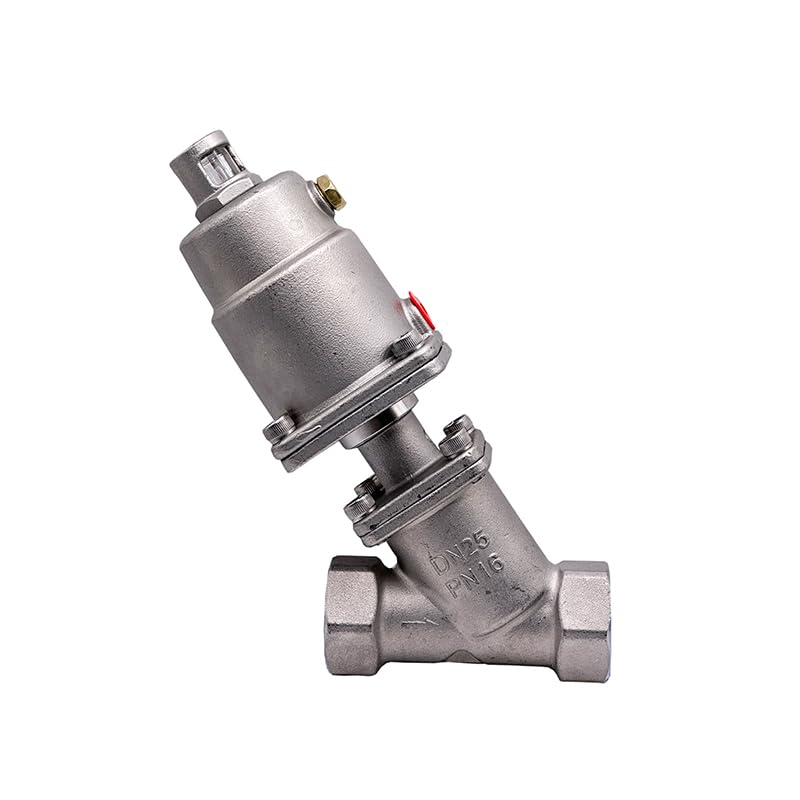 Valvola a sede inclinata con attuatore pneumatico in acciaio inossidabile da 1/2" 3/4" 1" 2" Valvola a sede pneumatica 16 bar for vapore, gasolio, normalmente chiusa