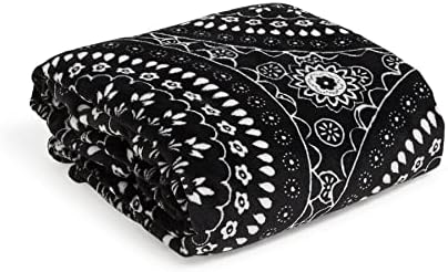 Vera Bradley Women's Fleece Plush Throw Blanket, Black Bandana Medallion, 80 X 50