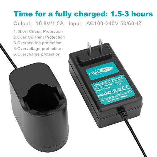 Creabest New 10.8V Battery Charger Compatible With Dremel 10.8V Li-Ion Battery 855-01 855-02 8000-01 8001-01 8001-02 (Only For Li-Ion Battery) #TOP6
