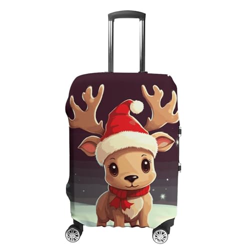 Cute Christmas Reindeer Printed Luggage Cover Protector, Fits 18-32 Inch Luggage